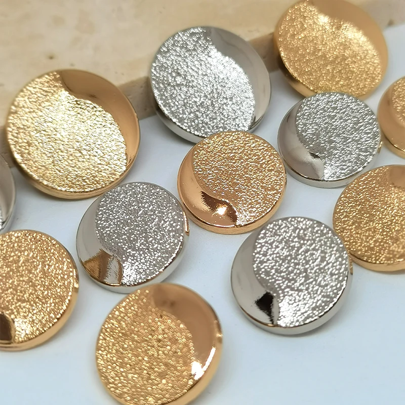 18/23MM Frosting Gold Silver Metal Round Buttons Of Clothing High Quality Sewing Accesories Decor Button For Crafts Apparel DIY