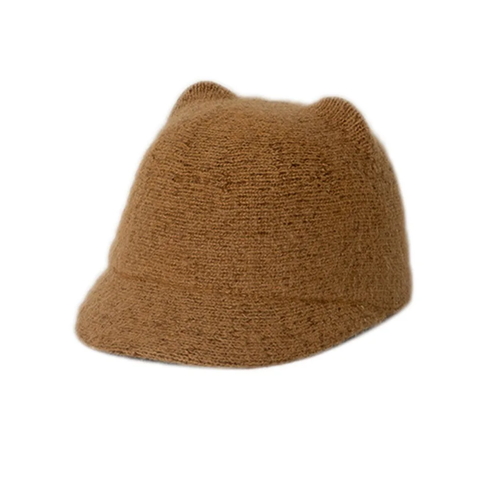 

Stylish Wool Wool Equestrian Hat Solid Color Adjustable Children Duckbill Cap Breathable Soft Knitted Hat Winter