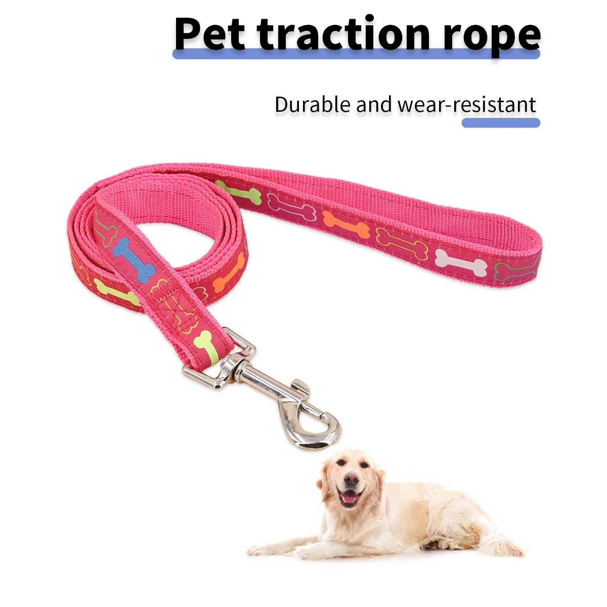 1PC Outdoor cartoon bone dog leash with multiple colors to choose from, suitable for small and medium-sized dogs