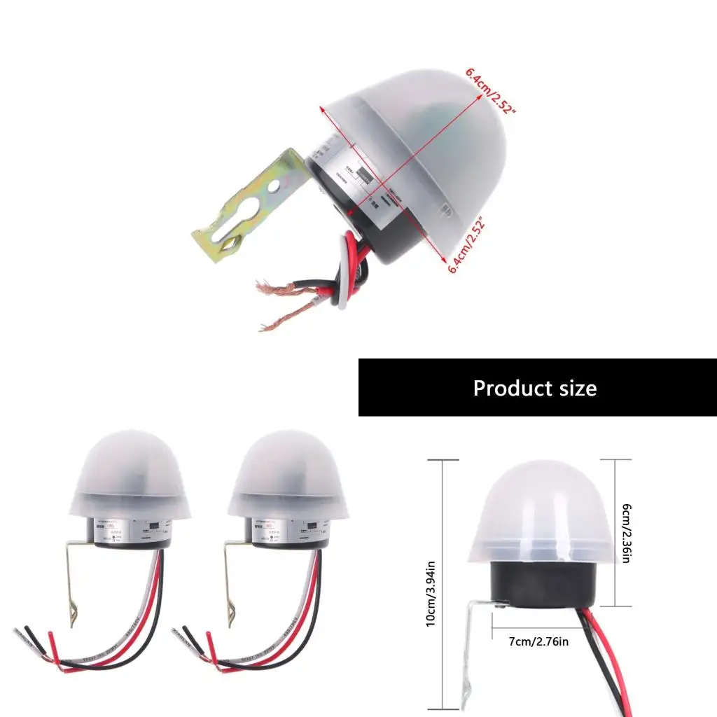 

2Pcs 220V 50-60Hz 10A Light Activated Switches Waterproof ABS Housing Enduring