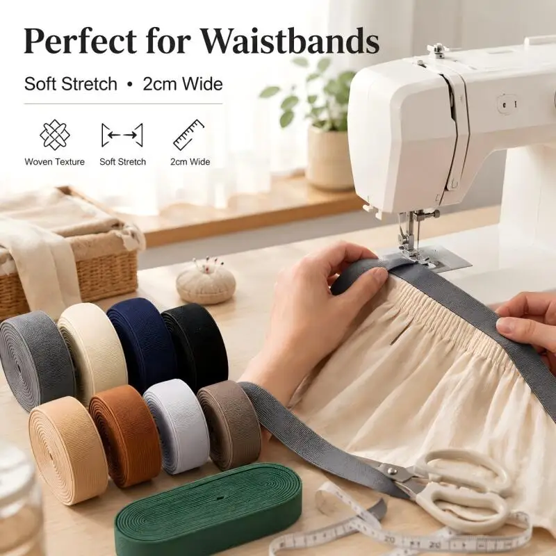 3 Meter dehnbares farbiges Gummiband, hochelastisches Gummi zum Nähen, Basteln, Spitzenbesatz, DIY, Heimbedarf, Bekleidungszubehör – Detail 6