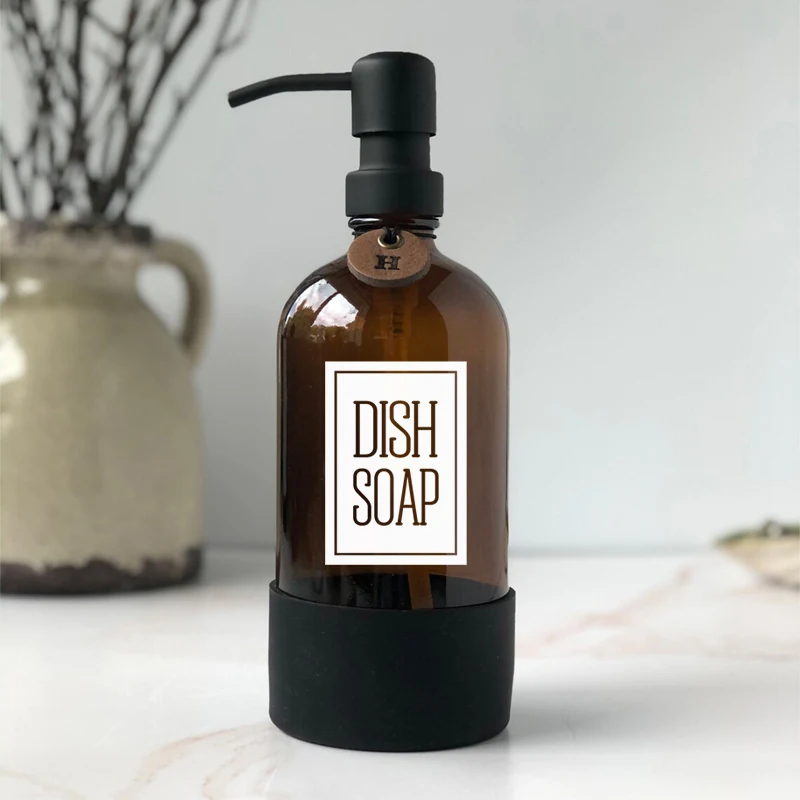 Hand Soap Label Sticker For Dispenser Bottle Decor , Art Design Removable Dish Soap Label Decals Glass Bottle Sign Decor