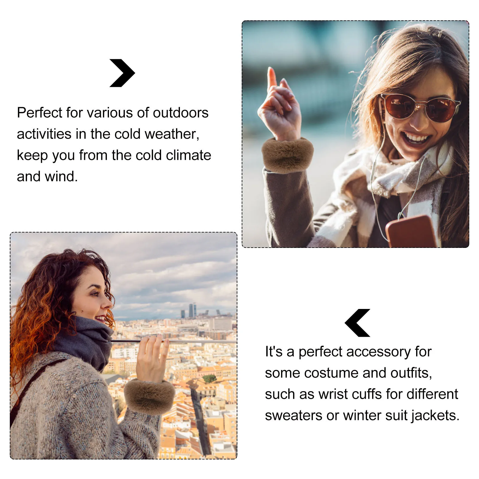 

1 Pair Cuffs Warm Arm Sleeve For Furry Wrist Cuff Warmer Women Winter Wrist Warmers Furry Wristband Glove Arm Warmers