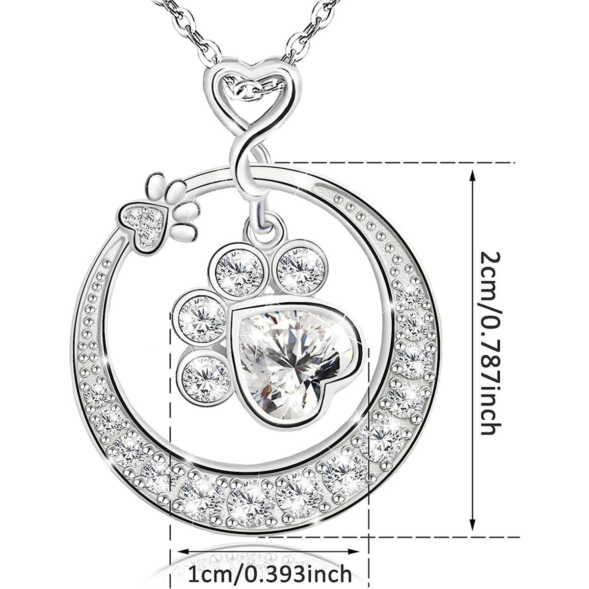 Creative Fashionable Cute Disc Dog Paw Zircon Pendant Necklace for Women Charm Ladies Pet Jewelry Accessories Birthday Love Gift