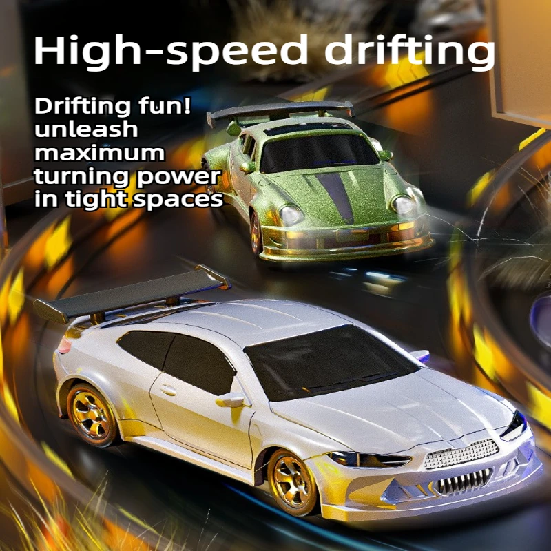 1/64 Mini RC Drift Car 4WD High Speed 2.4GHz with LED Lights Rechargeable RTR Desktop Racing Toy Simulation Model Gift for Kids