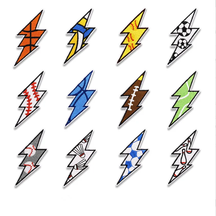 10 Pcs Sports Badges Flash Embroidered Patches Iron On Clothing Hat Bag Shoe Repair Material Phone Gift Box Decor DIY Accessory