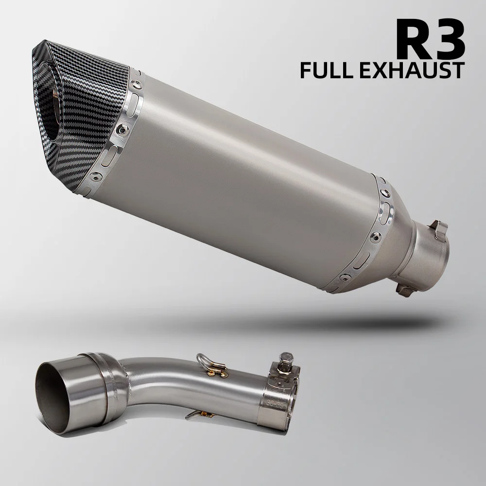 R3 Exhaust Muffler For Yamaha YZF-R25/R3 MT-25/03 ABS/Touring 2015-2026 Motorcycle Slip on Line Exhausts Kit 370MM Tail Tube