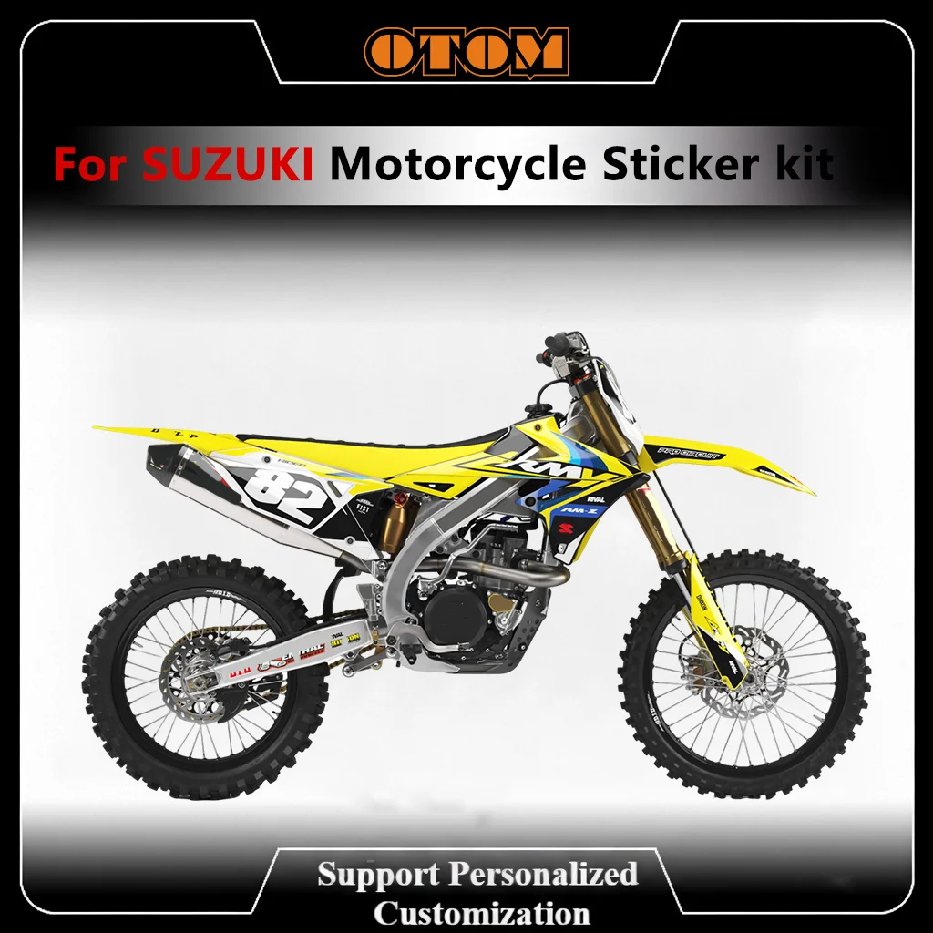 

OTOM Customize Motorcycle Background Sticker Kit For SUZUKI RMZ250 RMZ450 2018-2024 Glossy Team Full Graphics Decals