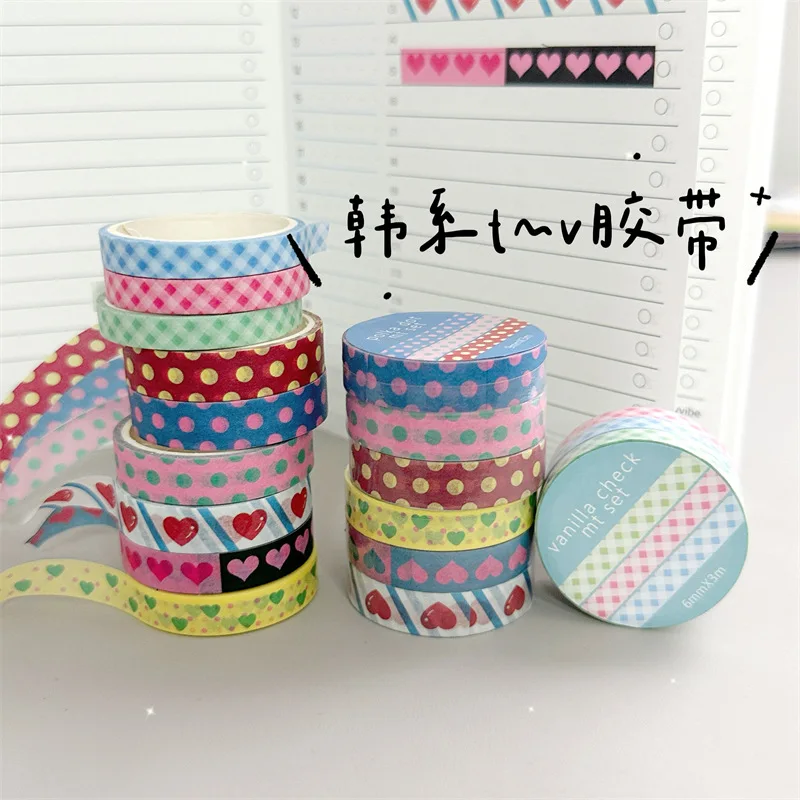 الكورية Ins 3 لفة مجموعة نقطة القلب الديكور لاصق ملصقات لطيف مجلة سكرابوكينغ كلية المواد الشريط