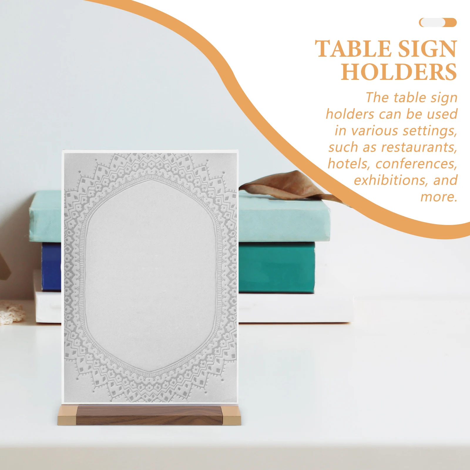 Walnut Display Stand Desktop Sign Holder Restoran Kertas Menu Bingkai Pemasaran Iklan