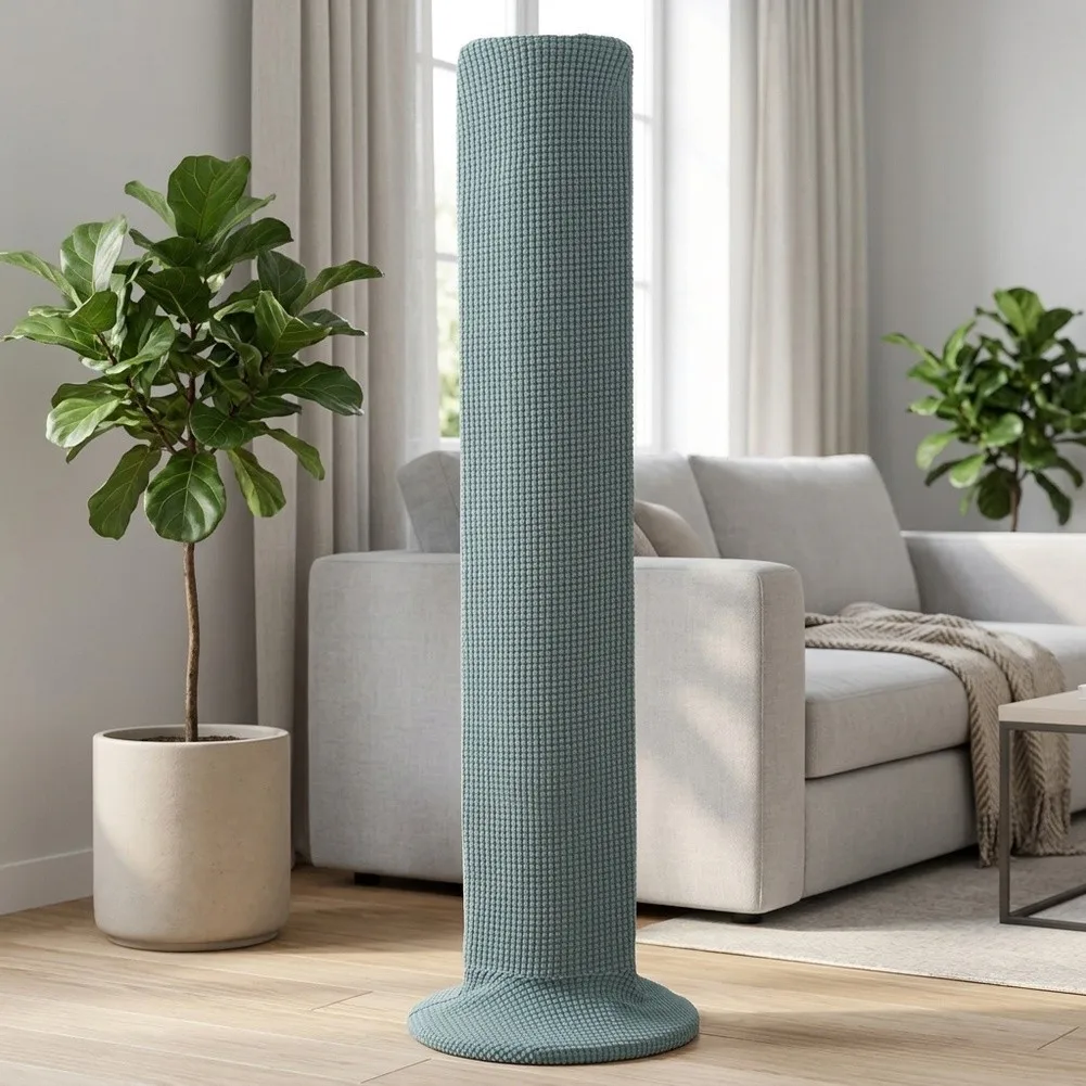 Green Knitted Elastic Dust Cover For Tower Floor Standing Fan 90-125cm Height Protective Case Home Office Air Quality Accessory