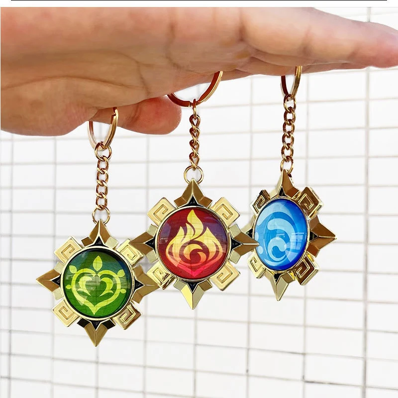 Game Impact Natlan Visions Pendant Cosplay Fontaine Eye Of God DIY Backpack Keychains Halloween Transparent Glasses Women Gifts