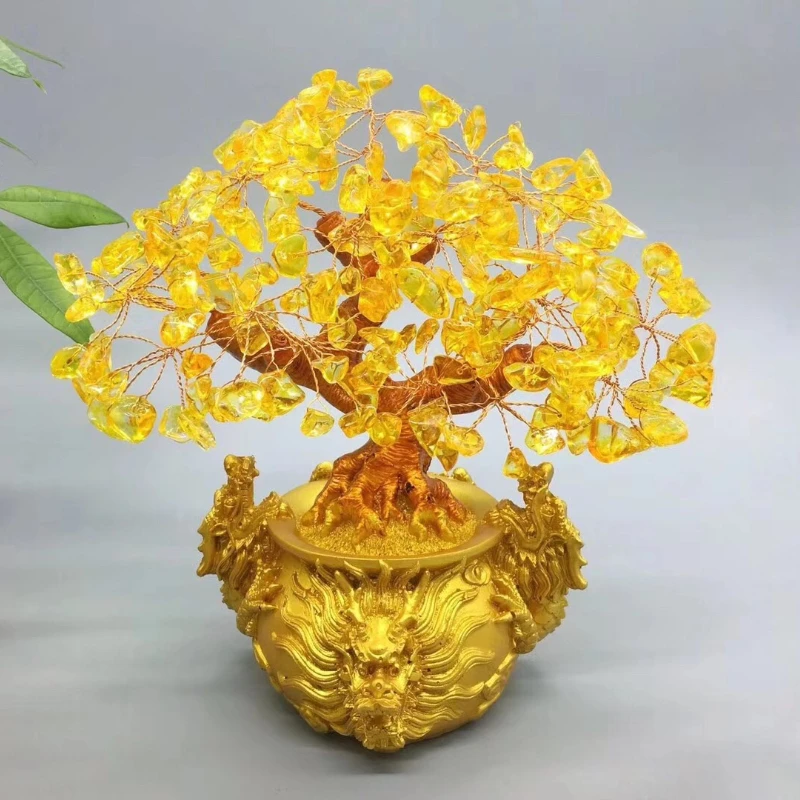 Energy Feng Shui Natural Gemstone Money Tree for Good Luck Rich Fortune Wealth Health Prosperity Tree for Business Gifts