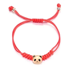 Red String Zinc Alloy Cute Panda Head Lucky Charm Bracelet Women 2024 New Fashion Lovely Animal Red String Handmade Jewelry Gift