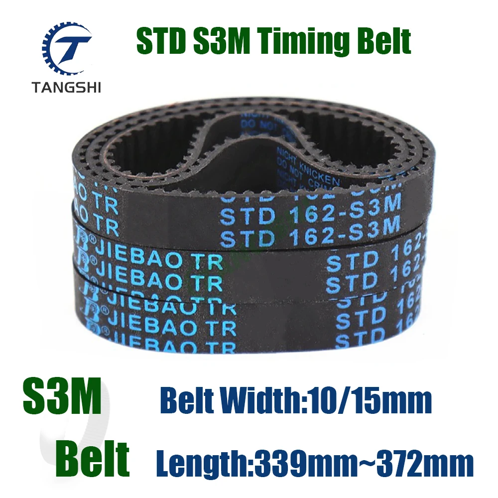 

STD S3M Closed Loop Rubber Timing Belt Length 339/342/345/348/351/354/357/360/363/366/369/372mm Width10/15mm STD S3M Timing Belt
