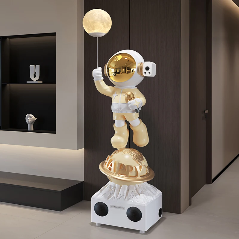 Home Decor 150CM Luminous Bluetooth Speaker Astronaut Statue Floor Decor Simple Living Room Sculpture Art Ornament Gift Figurine