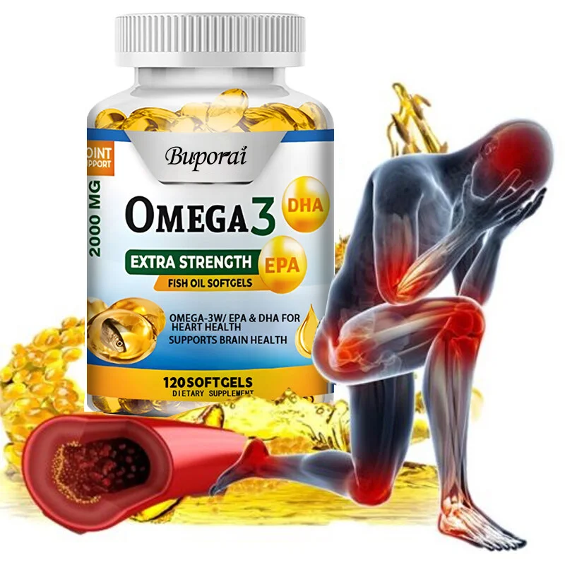 

Omega 3 Fish Oil Capsules - Support Brain & Nervous System, Cardiovascular & Skin Health, Antioxidant and Anti-Inflammation