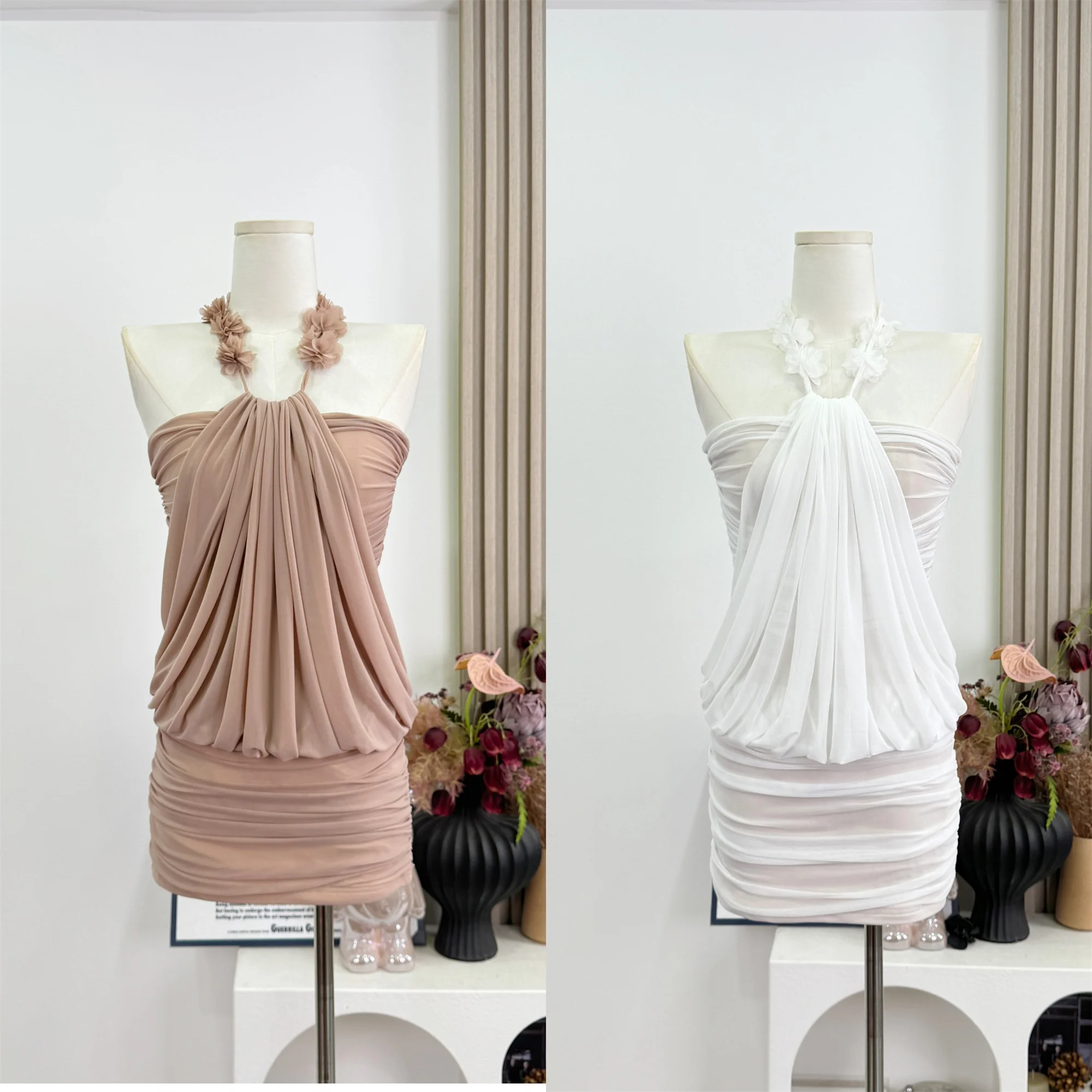 

Элегантное шифоновое женское плиссированное короткое платье, облегающая юбка, весенне-летняя модная сексуальная мини-юбка без рукавов F939