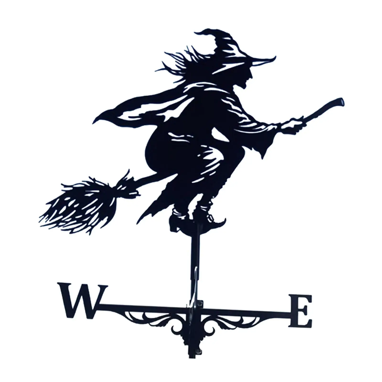 Iron Witch Shape Weathervane Fence Mount Weather Vane Farm Stake 30'' Tall
