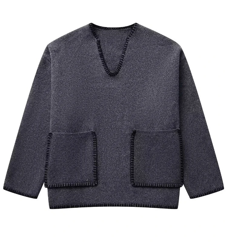 

Winter New Women's Faion Design Color Blo Knitted Sweater Long Sve ort Length Commute Sle All Match Line Stitch