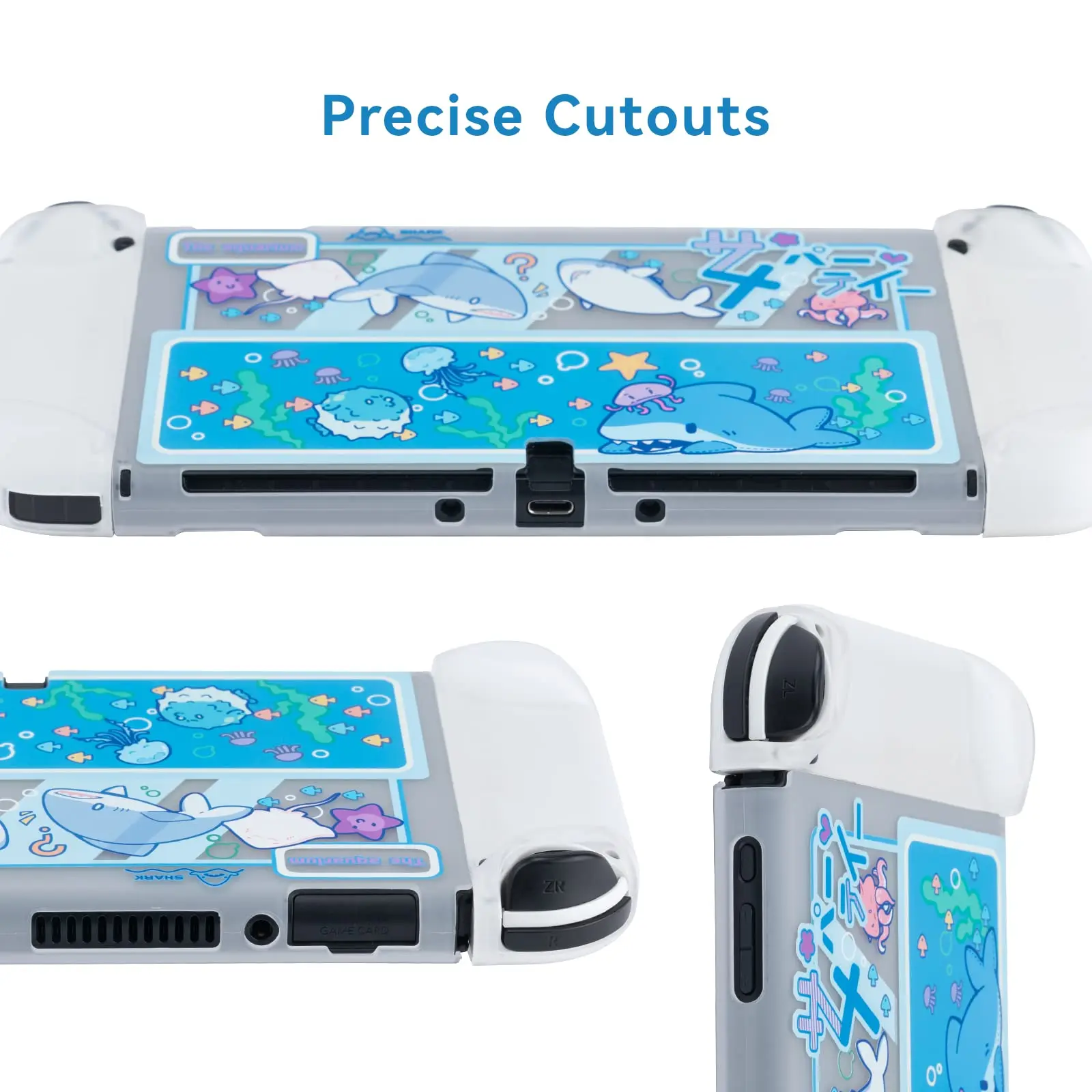 GeekShare Shark Party Hard Shell Transparent Split Joy-con Protective Cover Case For Nintendo Switch OLED Shell