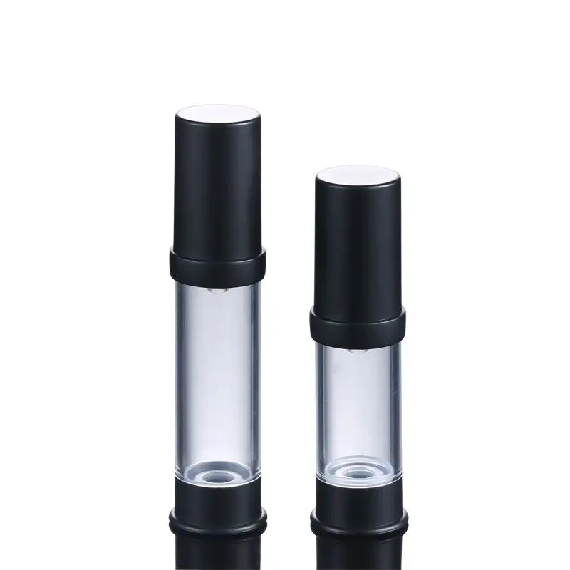 5 مللي زجاجة بلاستيكية بدون هواء جسم شفاف مع جزء علوي أسود/أسفل للمصل/الغسول/المستحلب/الأساس/عينة/تعبئة العناصر الاختبارية