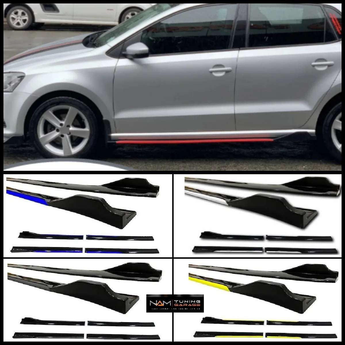 

4Pcs For Volkswagen Polo MK5 Car Side Skirts Extension Rocker Panels Lip Splitters Spoiler Bumper Car Accessories High Quality