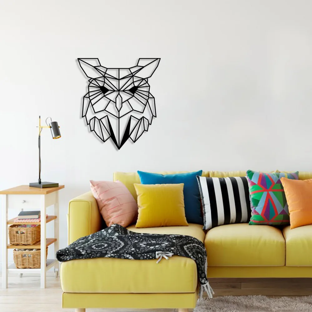 Geometric Wild Nature Owl Head Wall Room Home Accessory Wooden Table 45x50cm