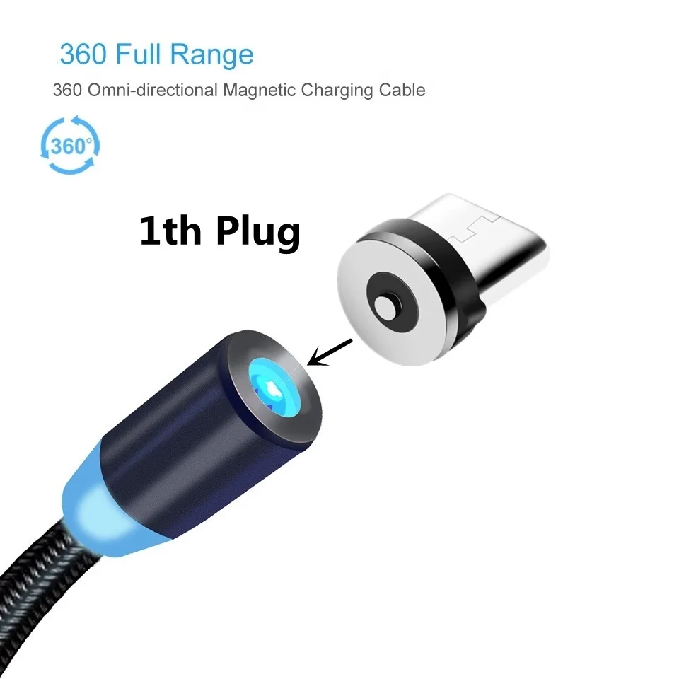 5 Pcs 360 Rotation Runde USB Magnetische Stecker Für Handy Ersatz Teile Konverter Ladekabel Adapter Micro USB Typ C