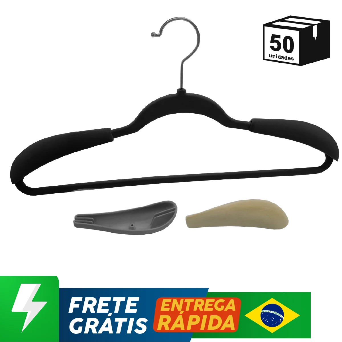 Kit 10 Unidades De Ombreira de Veludo Para Cabides