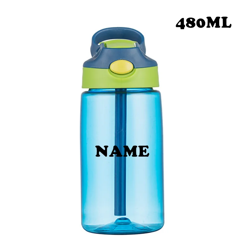 MIYOCAR personalized Cute Water Bottle for School Kids Soft Silicone Spout & BPA Free Tritan & Leak Proof One Click Open