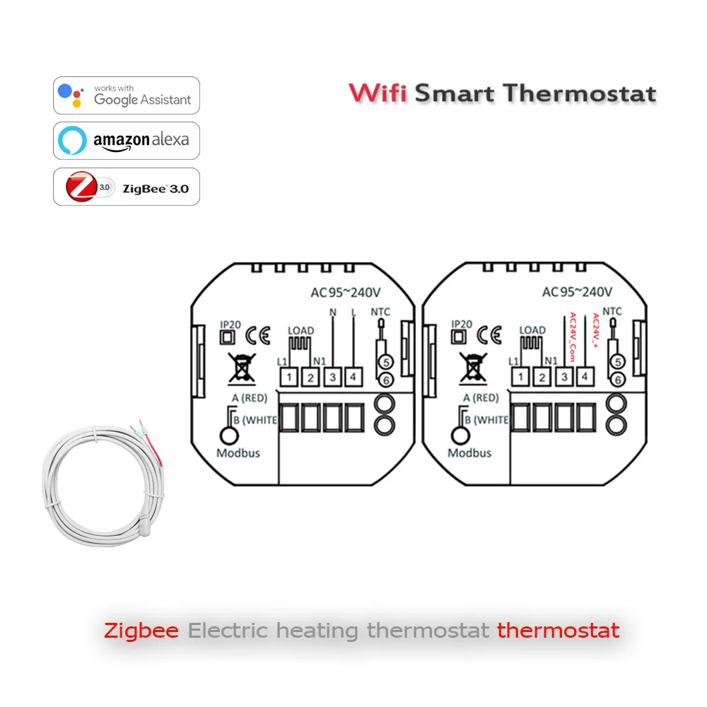 Термостат для теплого пола Zigbee 3,0, 16 А, Wi-Fi