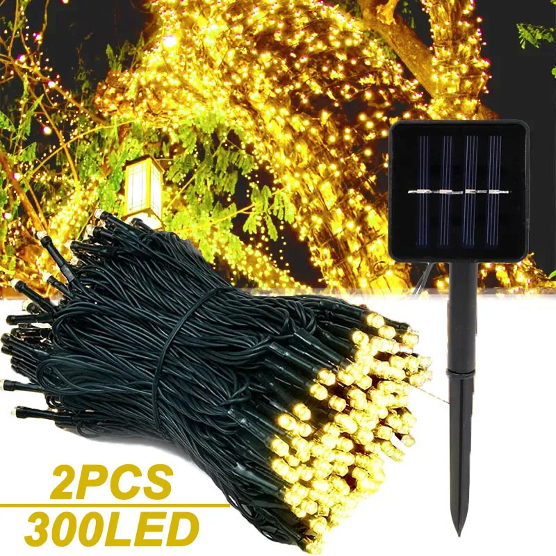 

200/300 LED Solar String Lights Outdoor Garden Waterproof Fairy Lighting For Tree Yard Wedding Christmas Party Decorations