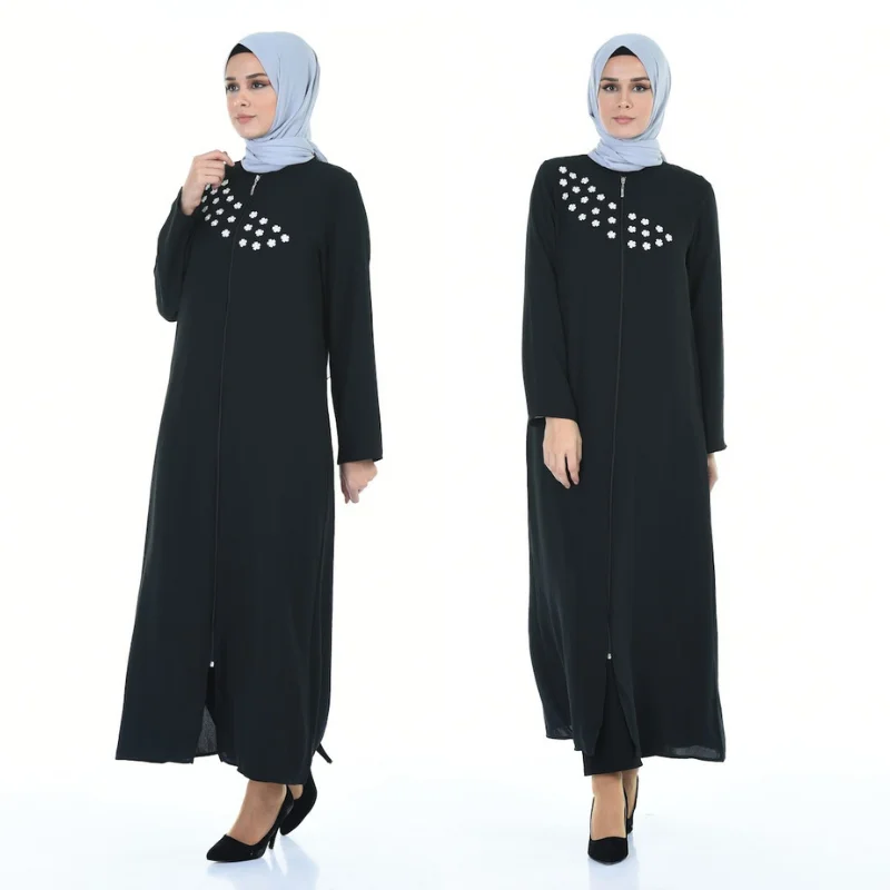 

Embroidered Floral Pattern Muslim Women Cape Kaftan Abaya 2021 New Season 4 Seasons Casual