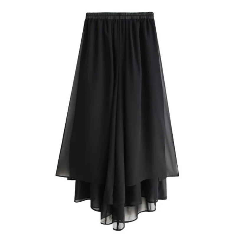 Pantalones Palazzo de pierna ancha plisados para mujer, pantalones sueltos de gasa, falda Harem de baile, ropa fluida, bailarina clásica, negro