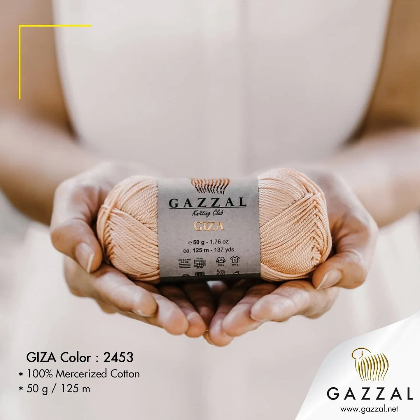 Gazzal Giza Ball Hand Knitting Yarn, 50 grams 125 meters, Thread Mercerized Cotton, Autumn / Winter Season, Amigurumi, Crochet, Clothes, Cardigan,