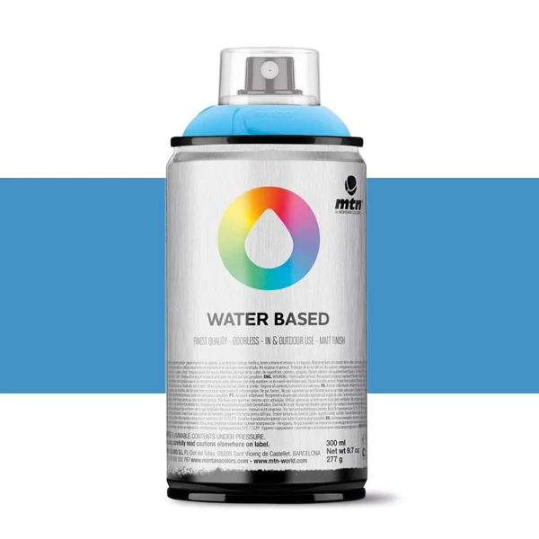 Spray paint brand MTN Water Based Color Cobalt Blue Light 300 ml Montana low pressure Little Ideal smell interior