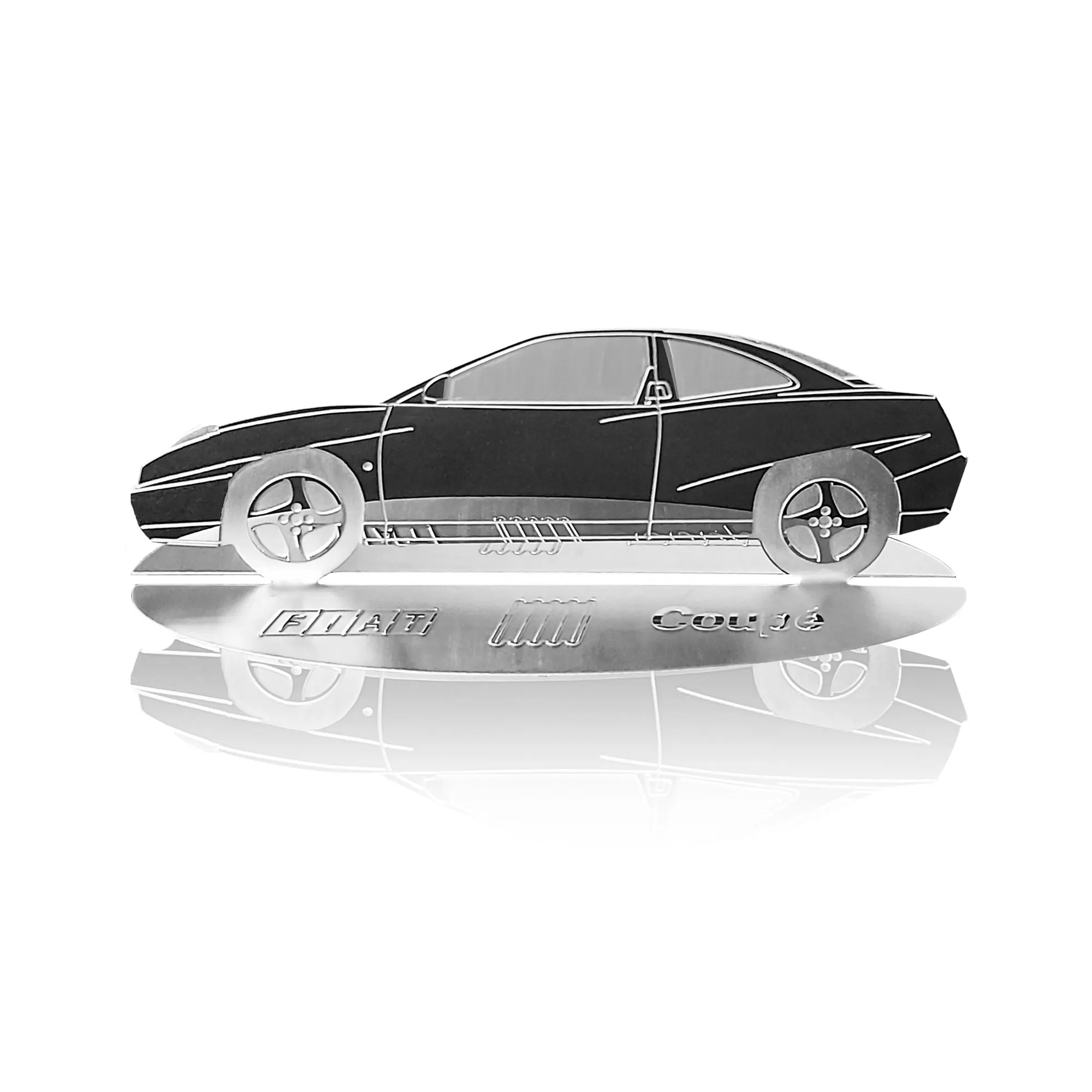 Diecast model shape engraved car Fiat Coupe stainless steel