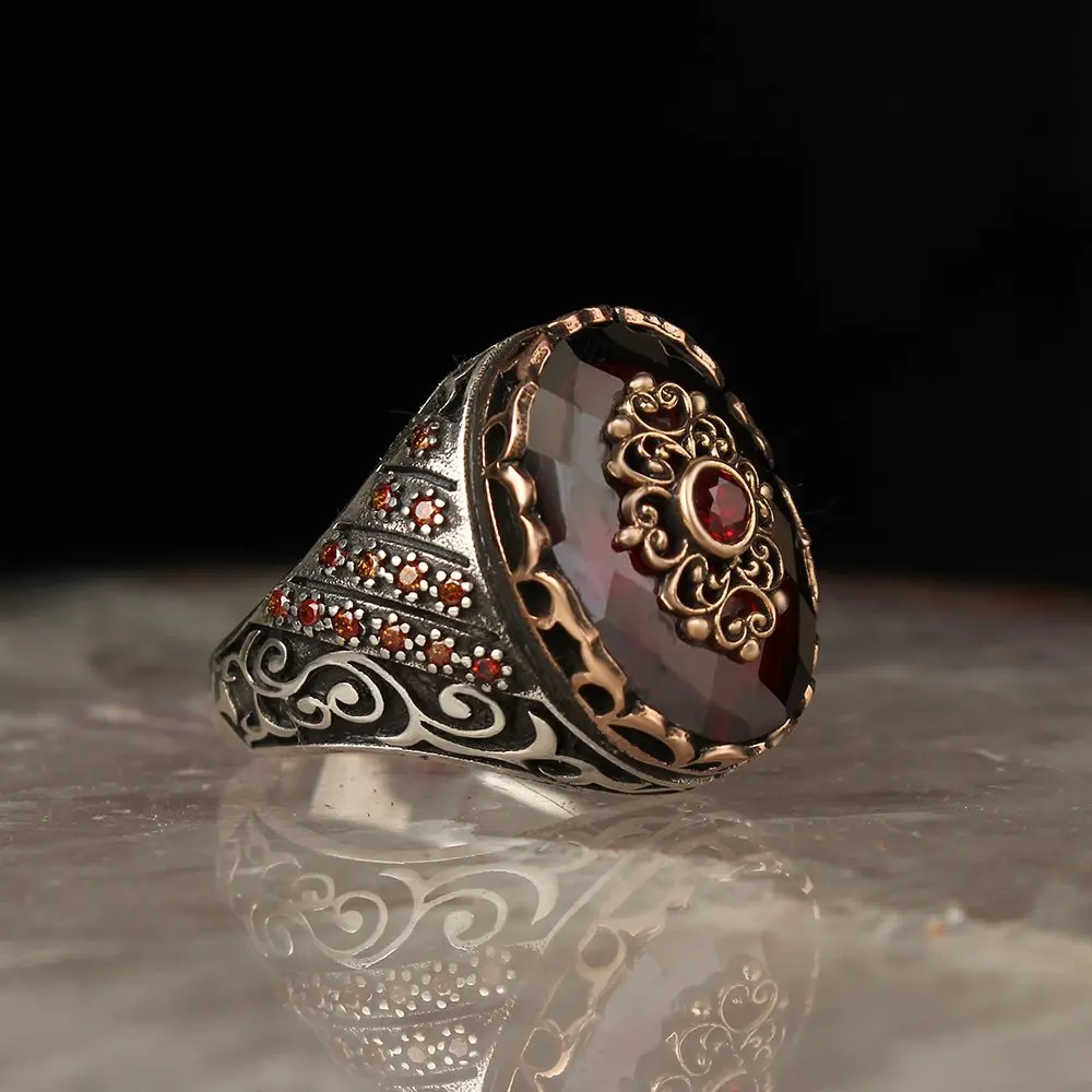 Pattern Zircon Silver Ring