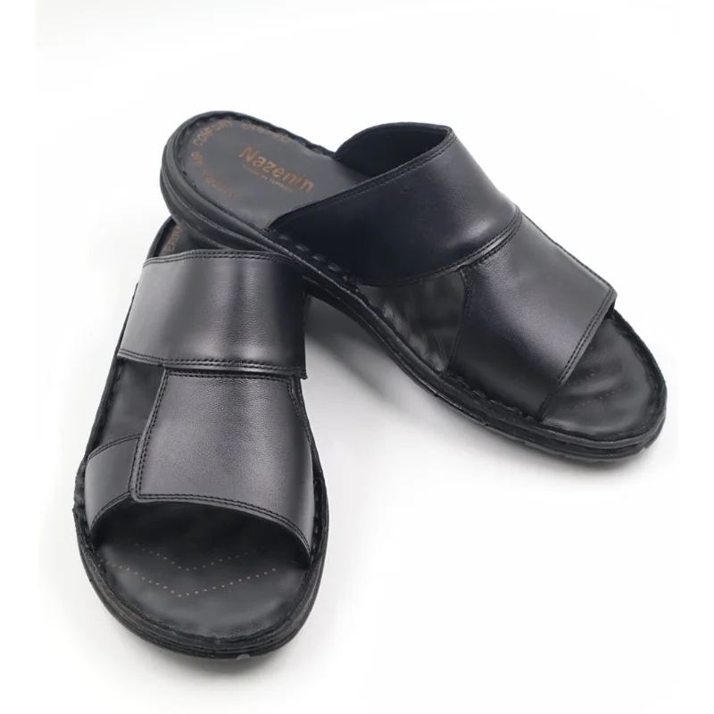 

Genuine Leather Men's Slippers Orthopedic Comfortable Inner Outer Leather Black Brown Indoor and Outdoor Sandals Massage Sole