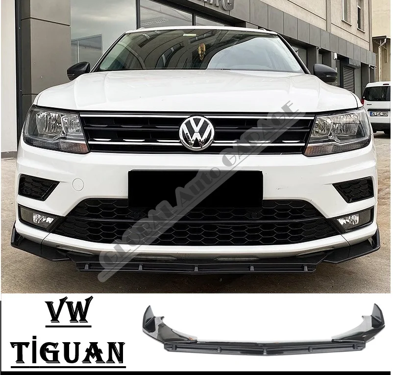 For VOLKSWAGEN TIGUAN Front Bumper Attachment Lip 2007-2021 Piano Glossy Black Splitter Diffuser Universal Spoiler Bumper Flaps