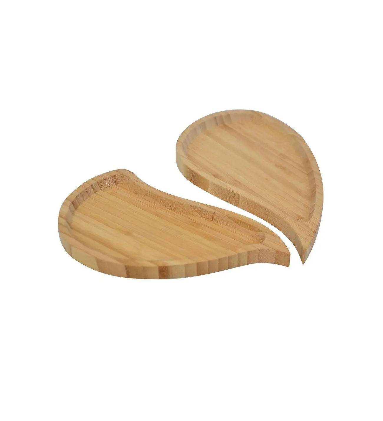 2 part Valentine's Day Wooden Serving Plate Bamboo Heart Shape Decor Tableware Kitchen Tray Accessories Romantic Gift For Her