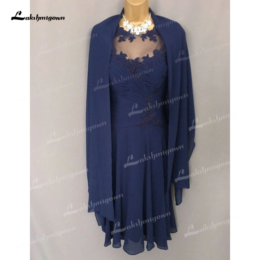 Vestidos para madre de la novia de talla grande, apliques, vestido de noche de noite, tres cuartos hasta la rodilla, azul