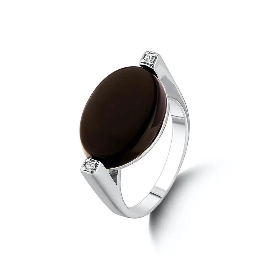 

Elegant Ring in 925 Sterling Silver Trendy Gift for Women & Men Ellipse Black Onyx Stone Free Shipping Fine Jewelry