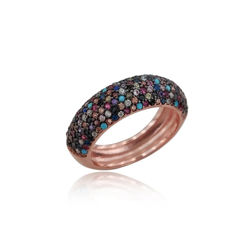 Colorful Pave Trendy Statement Women Rings 925 Sterling Silver Ladies Rings for Women