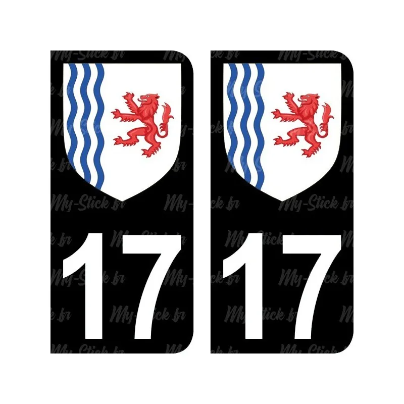 Registration plate sticker Department 17 coat of arms of Charente-new-Aquitaine Maritime car