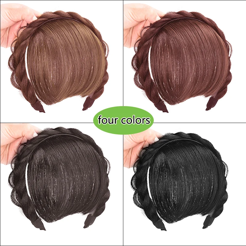 TALANG Synthetic Hair Neat Fringe Bands Withfish bone  Braids Headband Heat Resistant Bangs In Hair Extensions Hairpieces