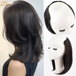 TALANG-Preto Extensão Natural Do Cabelo Para As Mulheres, Almofada De Cabelo Sintético, Clip In Hairpin, Pedaços De Cabelo Falso, Fibra Resistente Ao Calor