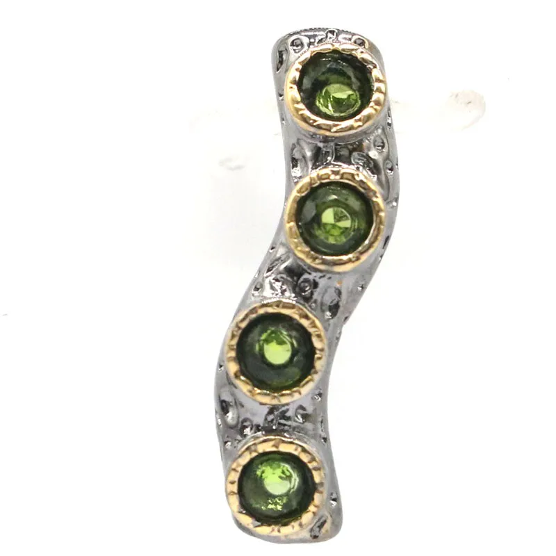 Buy 3 get 1 free 24x5mm SheCrown 2021 Neo-Gothic Vintage Created Pink Tourmaline Green Peridot Black Gold Silver Pendant