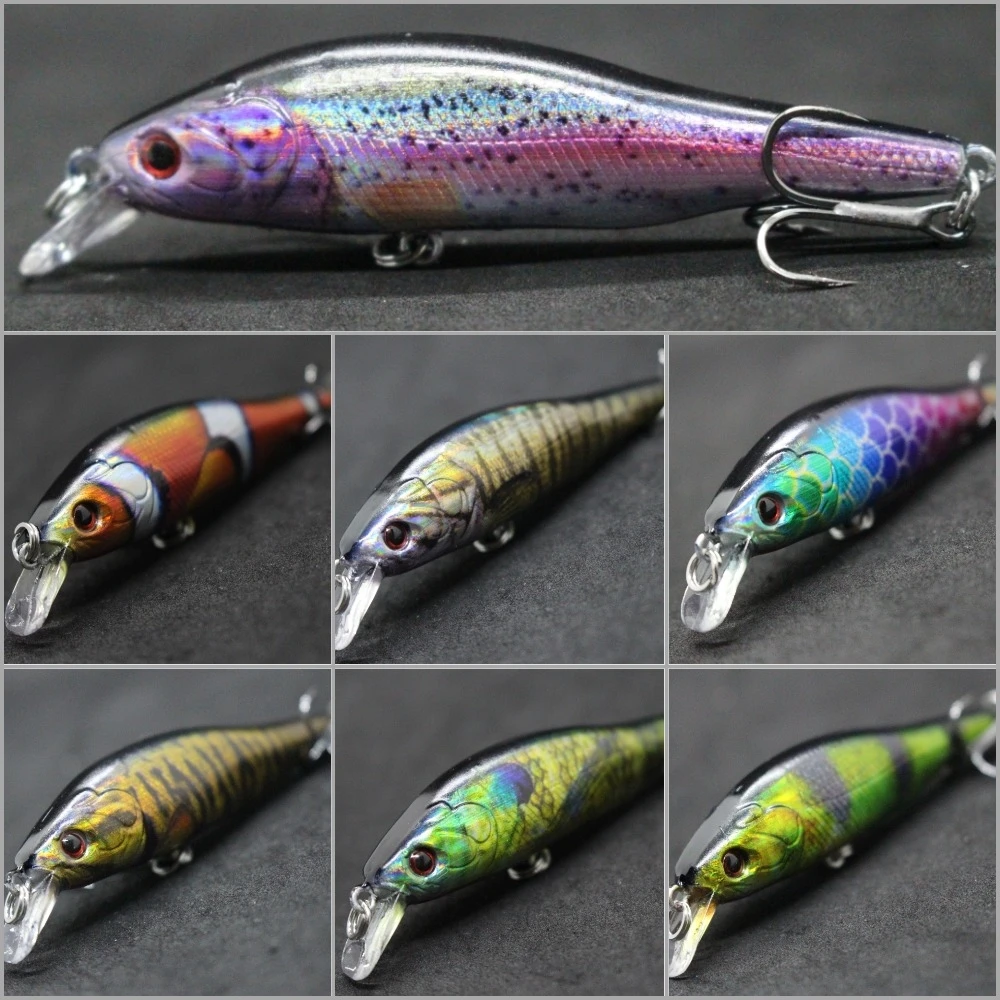 wLure Fishing Lure 8.5cm 9.7g Lifelike Colors Jerkbait Floating Cutting Blade Treble Hook Slow Retrieve Twitch Bait Minnow HM597